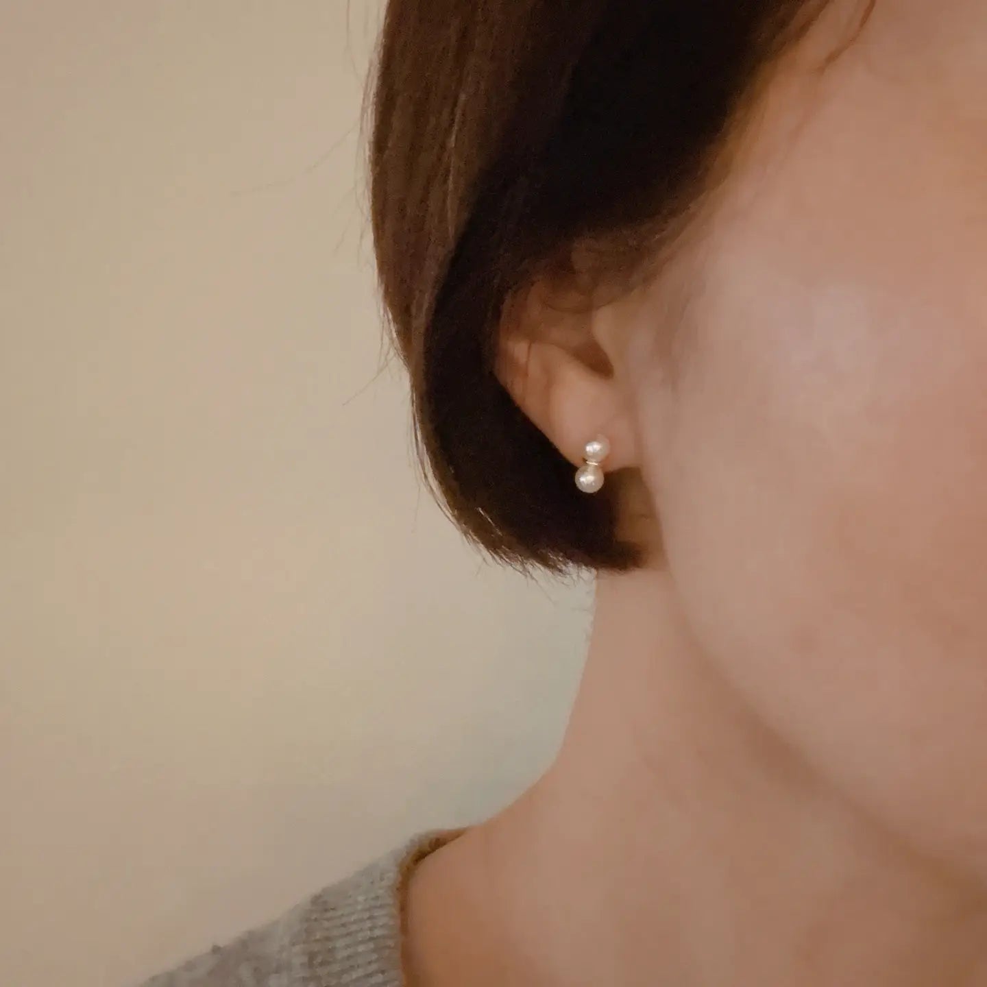 Double Pearl Mini Stud Earrings