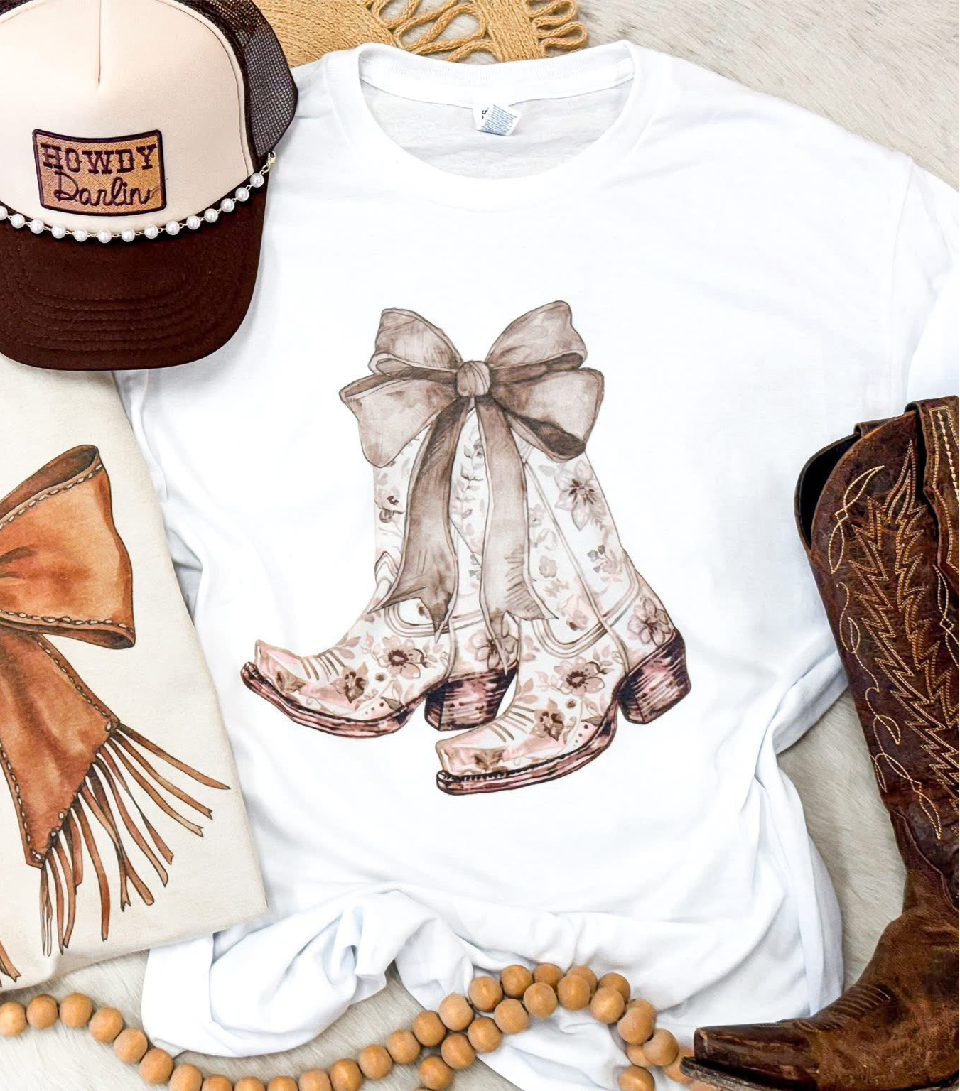 Cowgirl Boots & Bows Tee