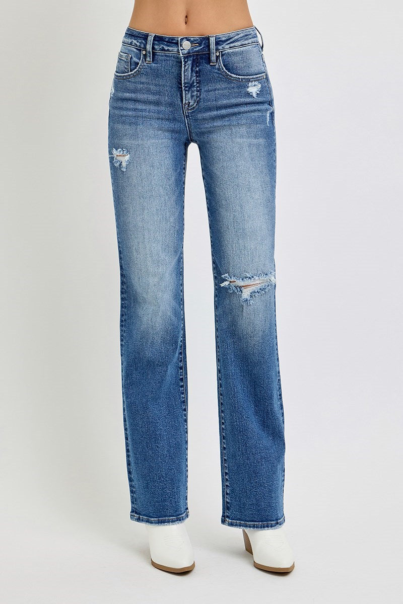 RISEN Tummy Control High Rise Straight Jeans
