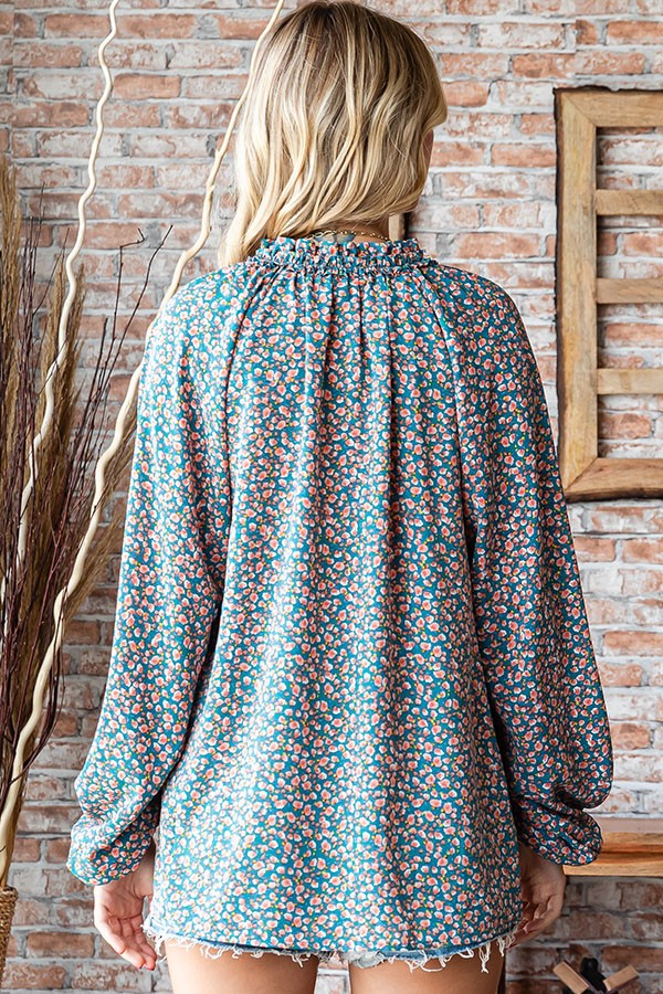 Floral Tie Keyhole Top