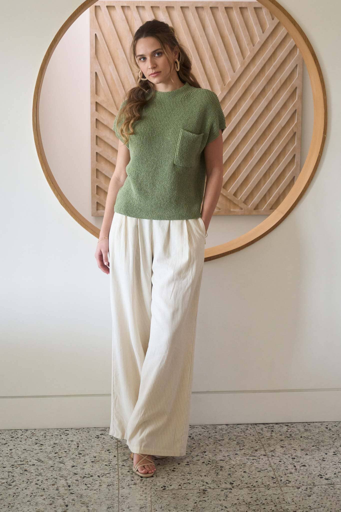 Mock Neck Short Sleeve Sweater
