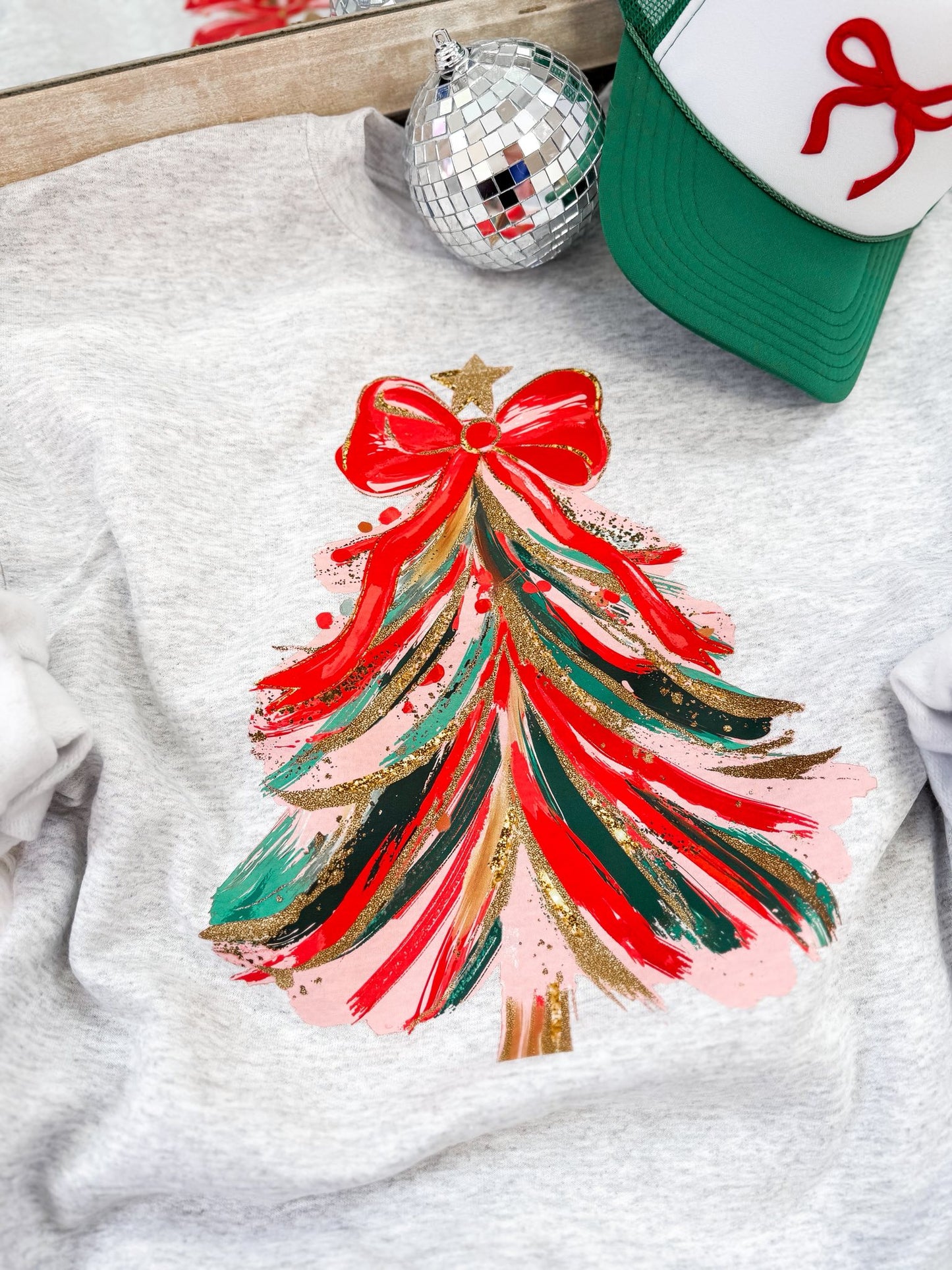 Brush Stroke Christmas Tree-SWEATSHIRT