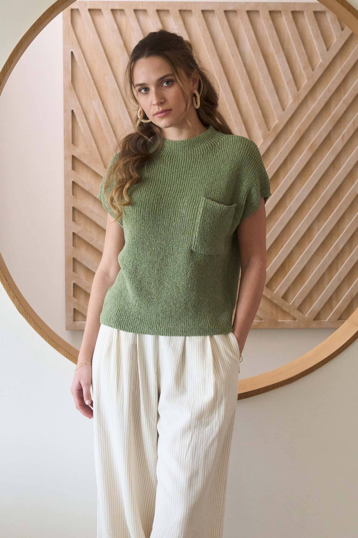 Mock Neck Short Sleeve Sweater