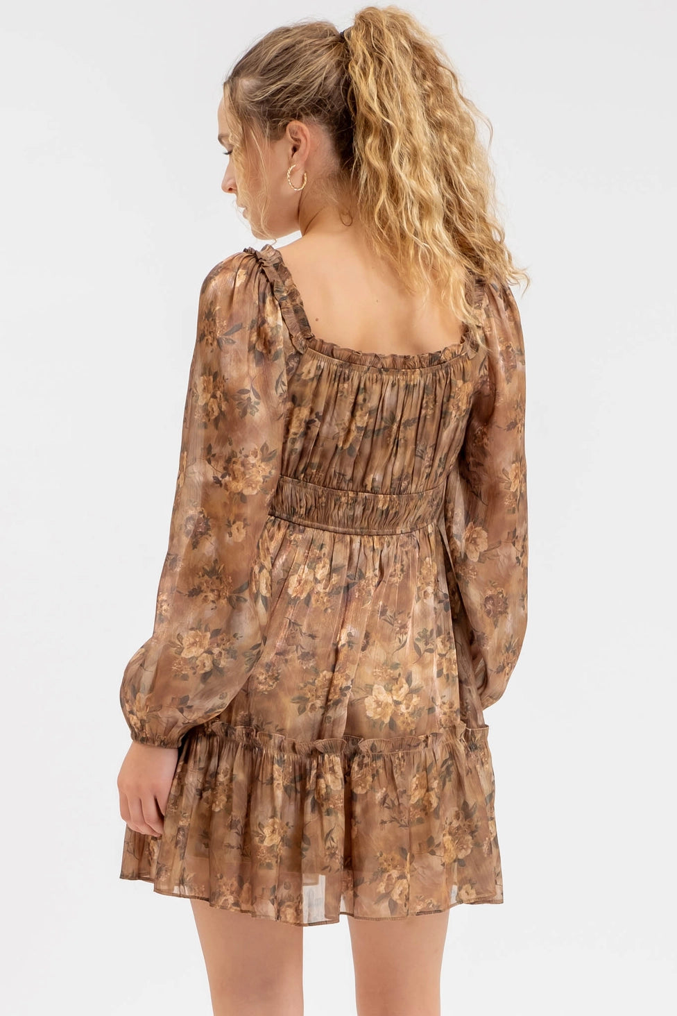 Floral Sweetheart Ruffled Dress