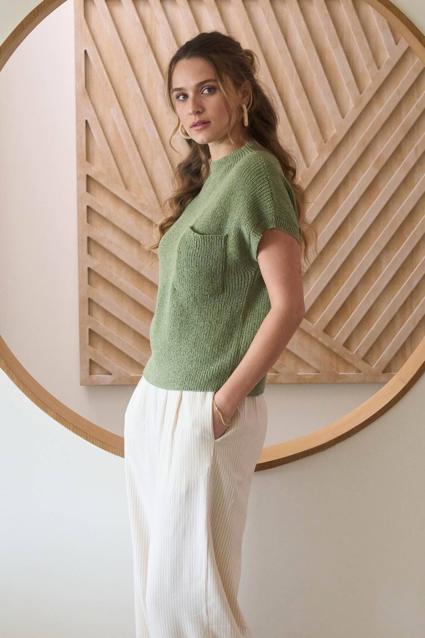 Mock Neck Short Sleeve Sweater