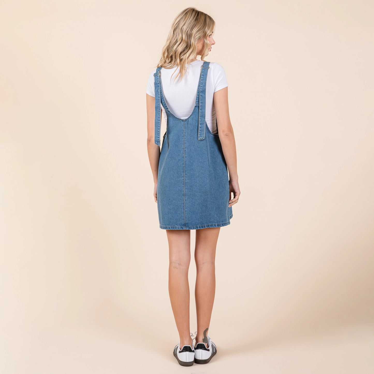 Scoop Neck Denim Short Overall Dress