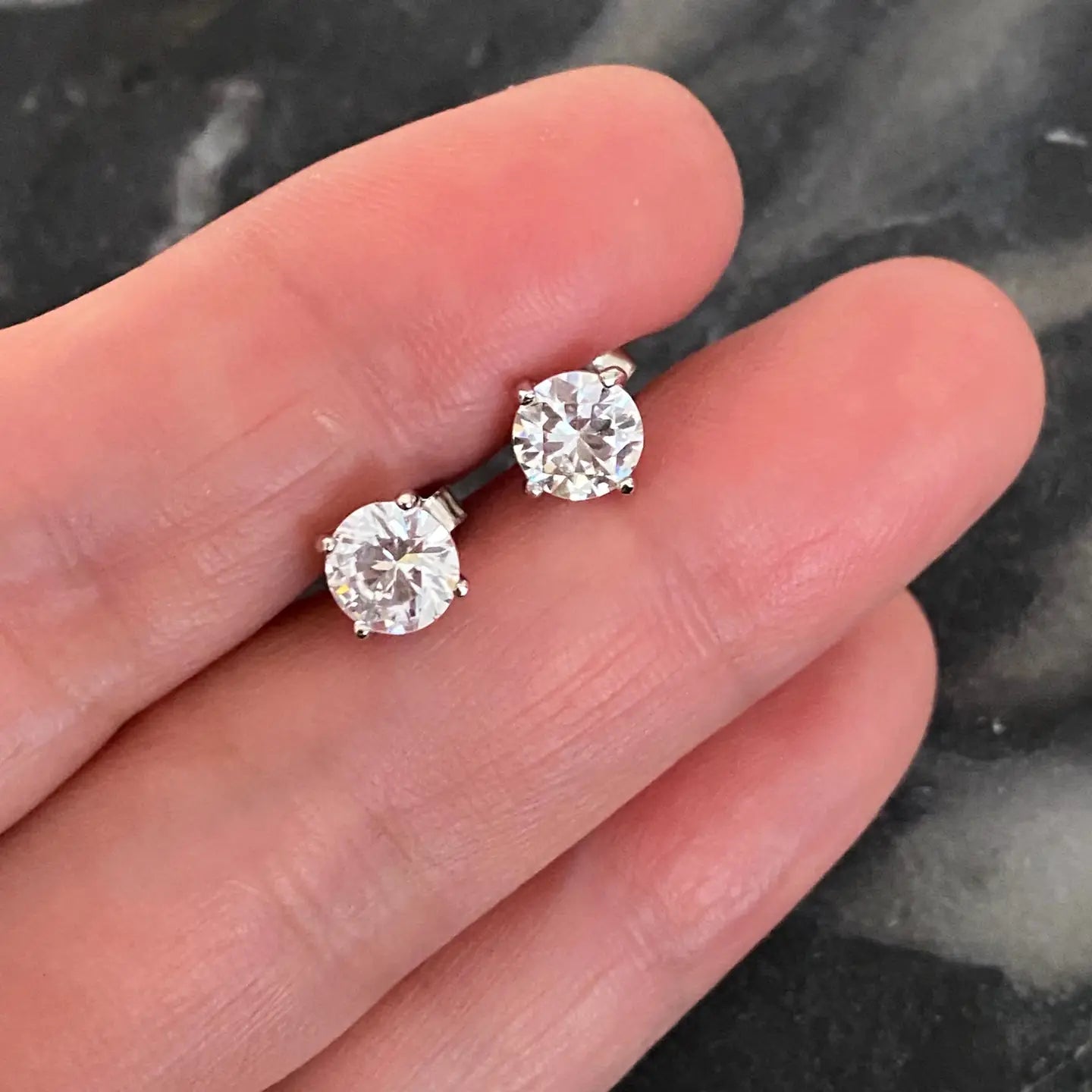 Brilliant Cut Sterling Silver Stud