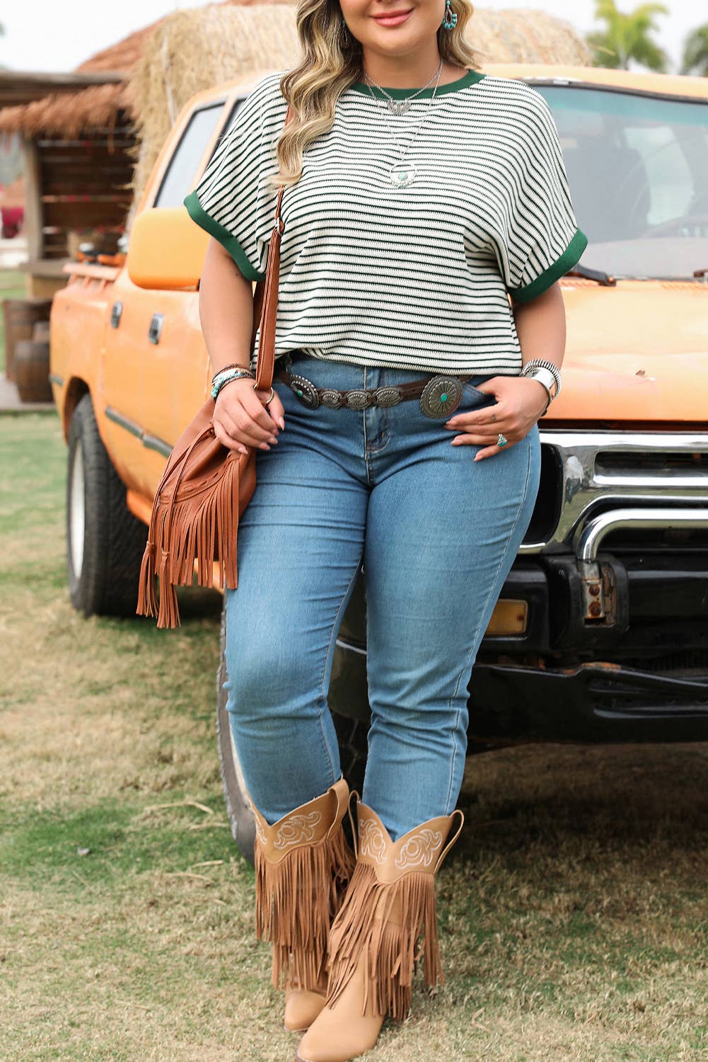 Plus Size Stripe Round Neck T-Shirt