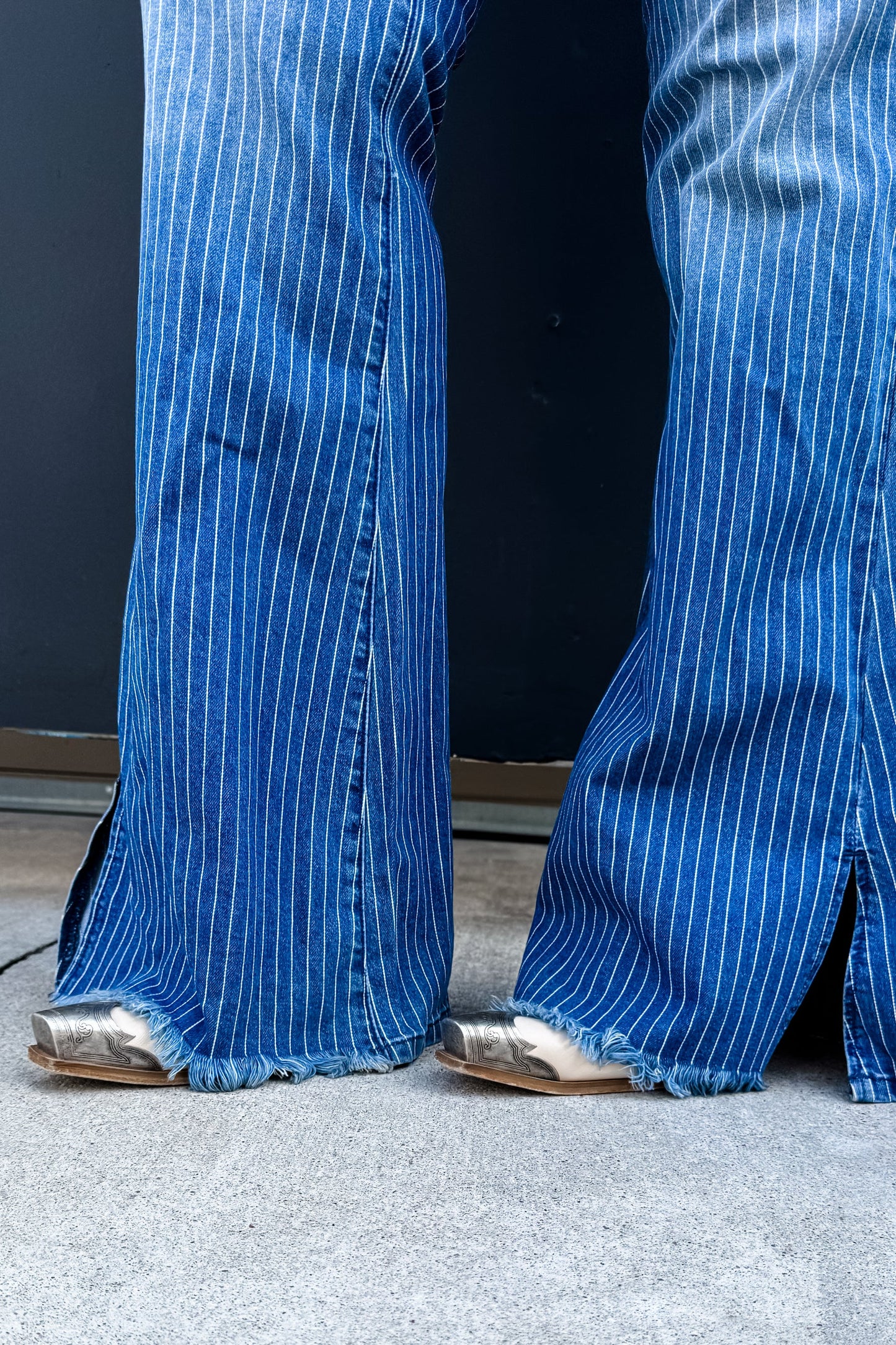 Pinstripe Flare Jeans-BLAKELEY