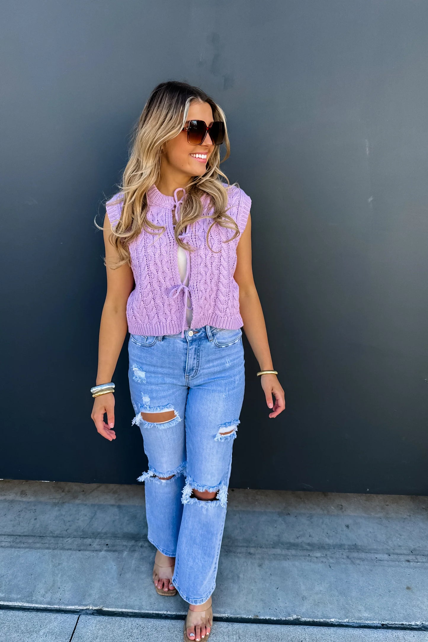 Tie Front Sweater Vest