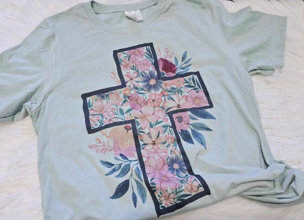 Sage Floral Cross Tee