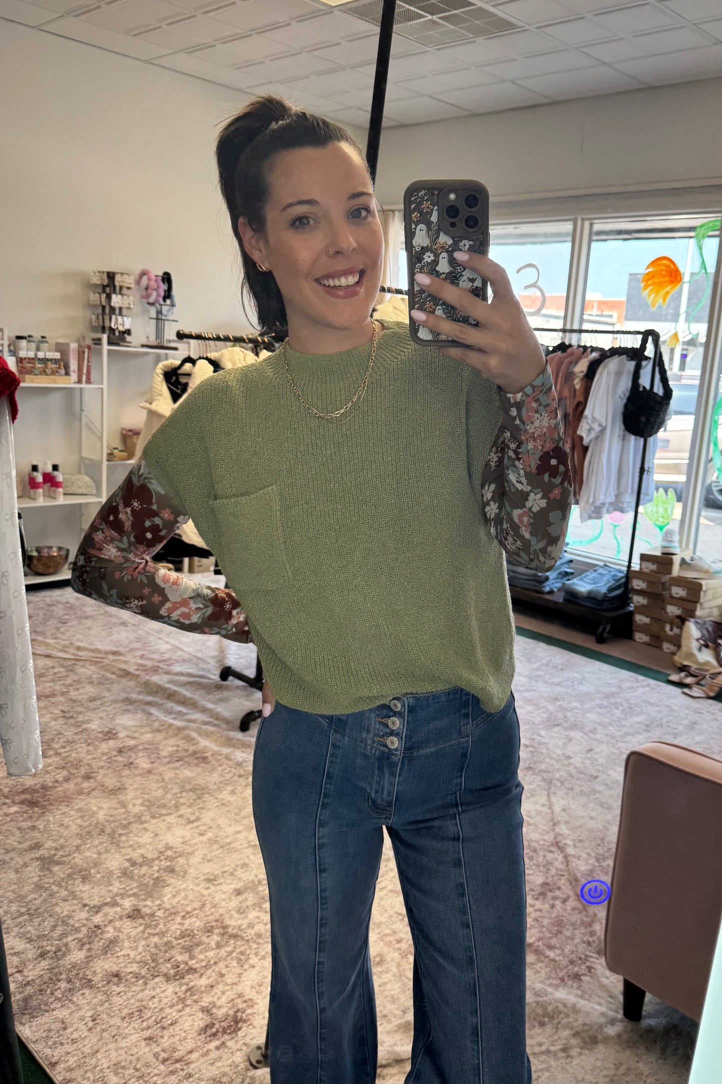 Mock Neck Short Sleeve Sweater