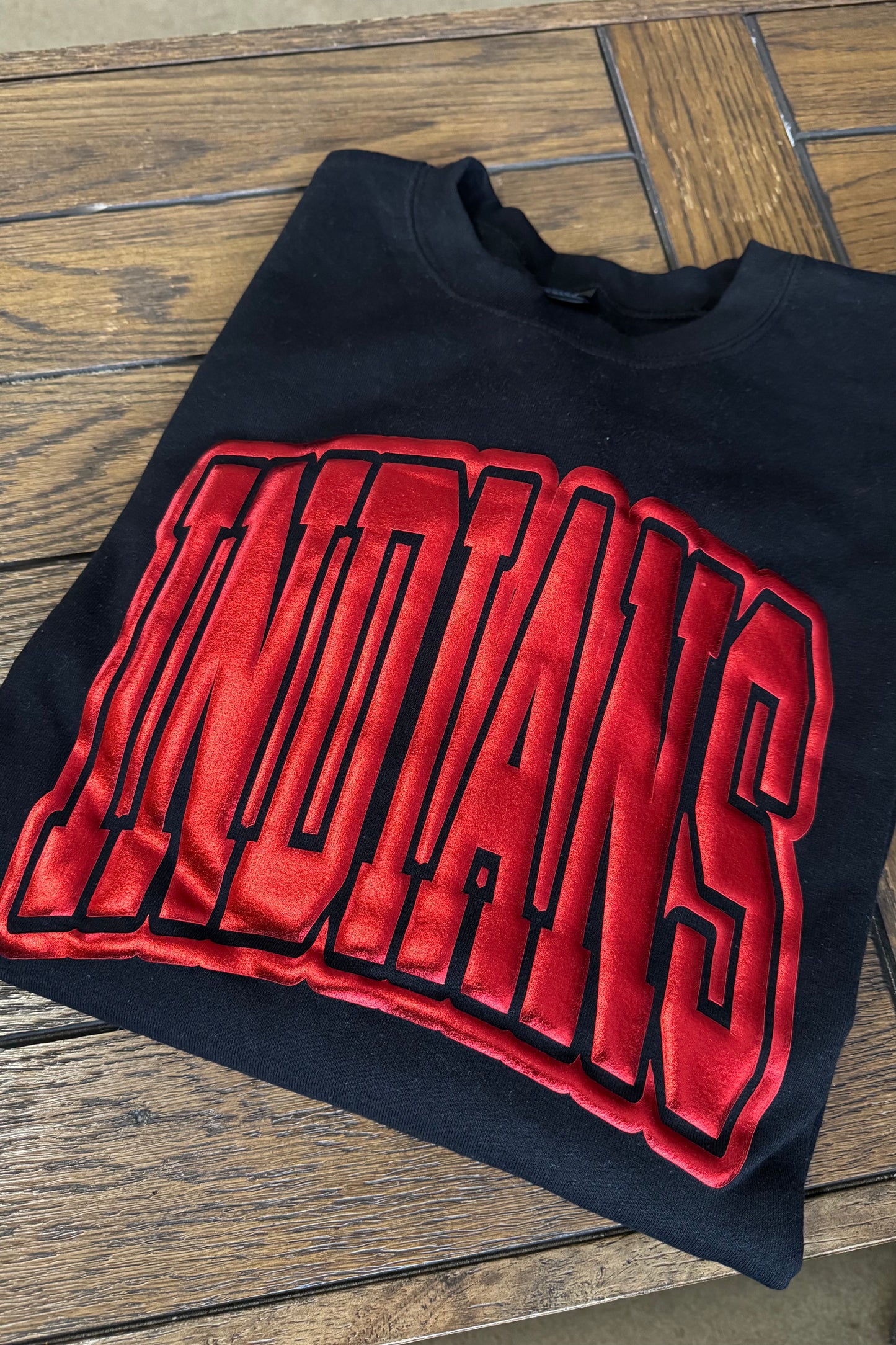 Red Metallic Puff Sweatshirt-INDIANS