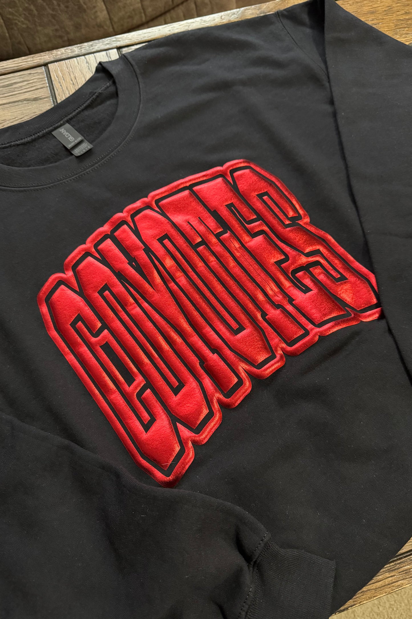 Red Metallic Puff Sweatshirt-COYOTES