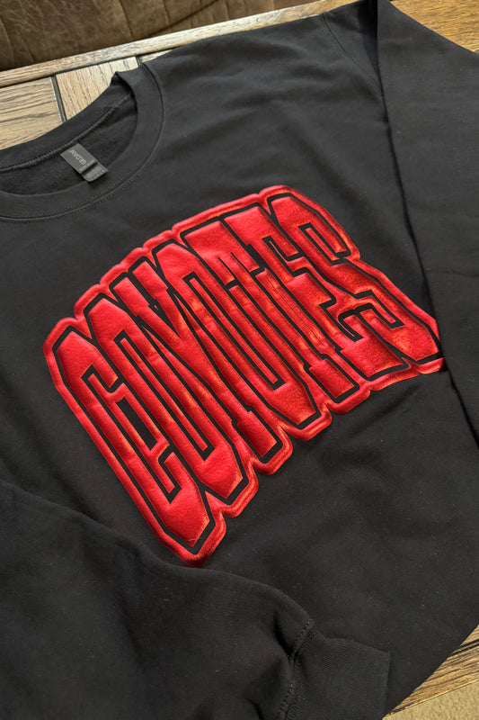Red Metallic Puff Sweatshirt-COYOTES