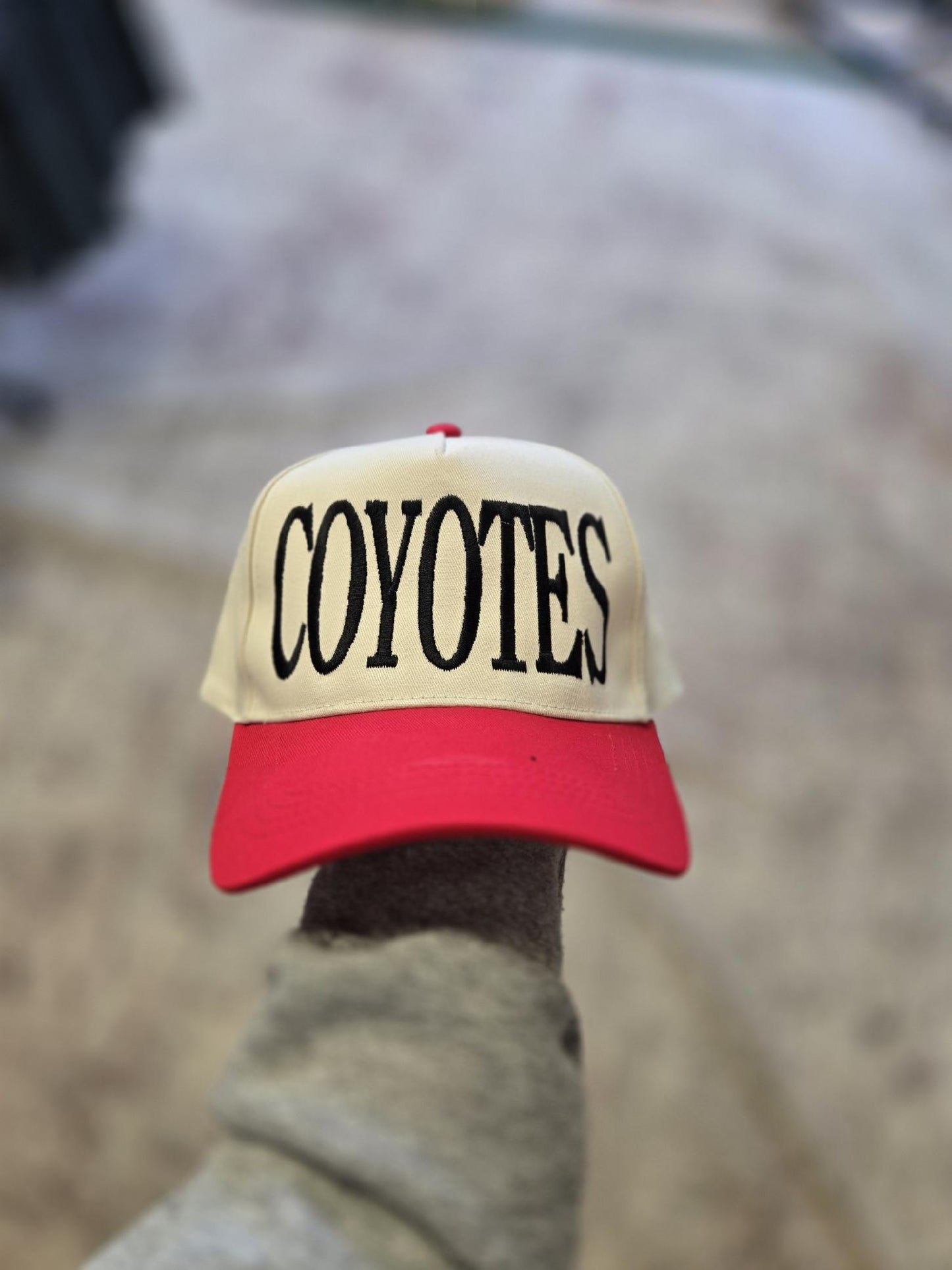 Two-Tone Embroidered Hats-RED