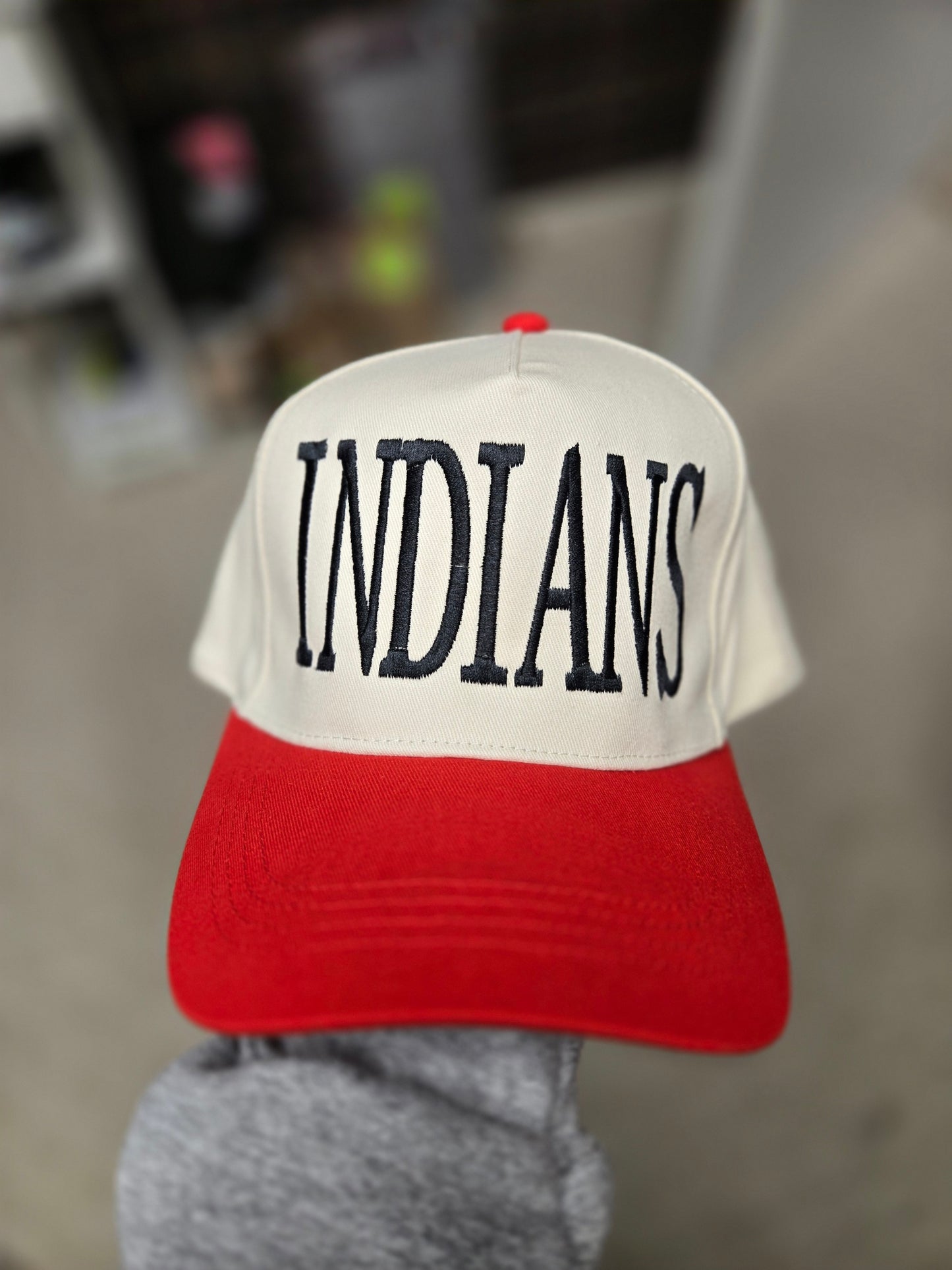 Two-Tone Embroidered Hats-RED