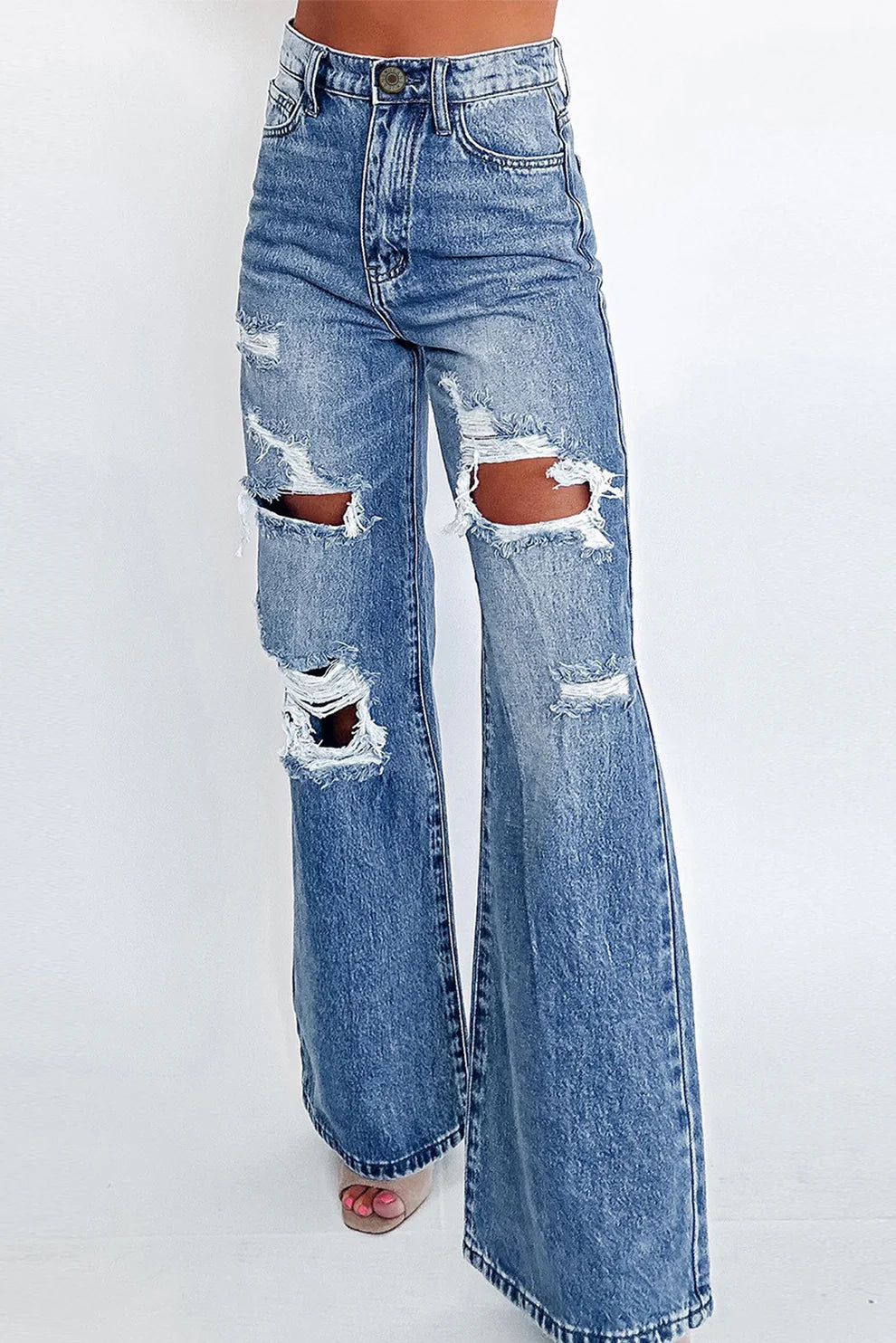 Distressed Wide Leg Jeans