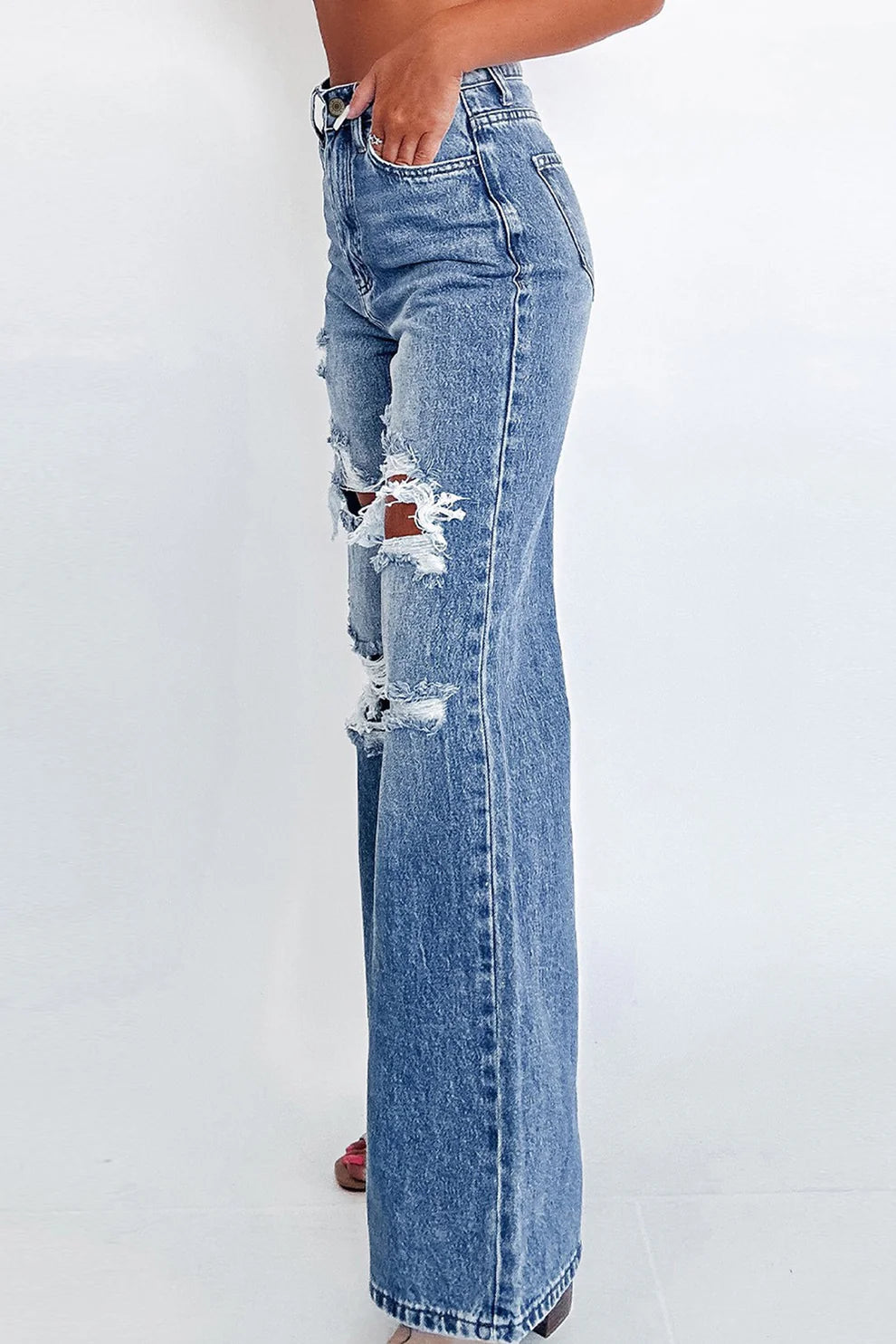 Distressed Wide Leg Jeans
