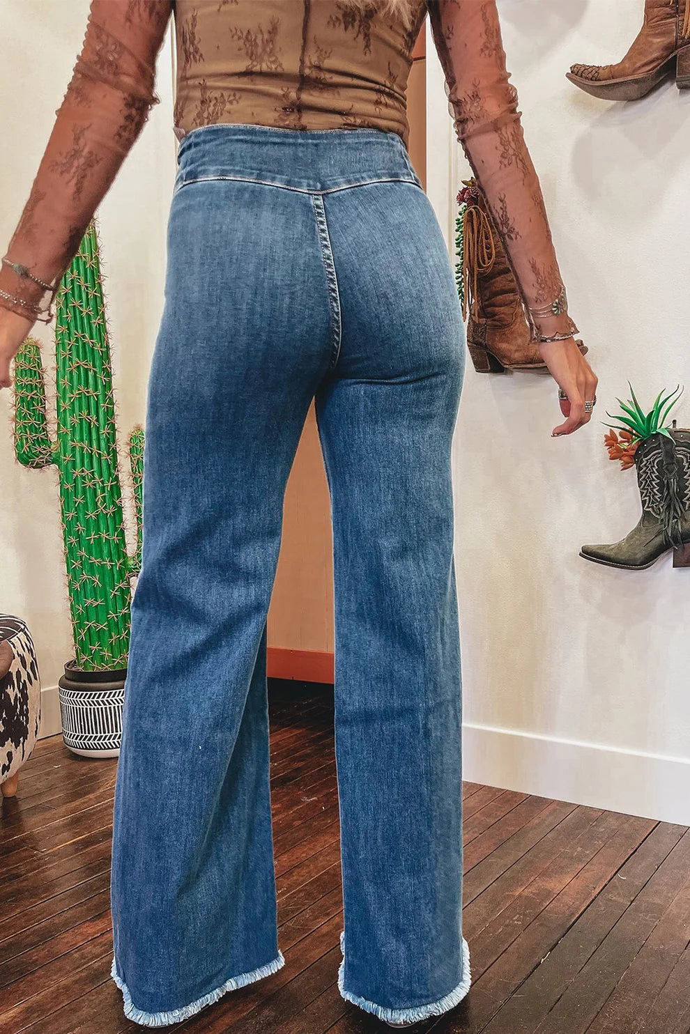 Raw Hem Flare Jeans