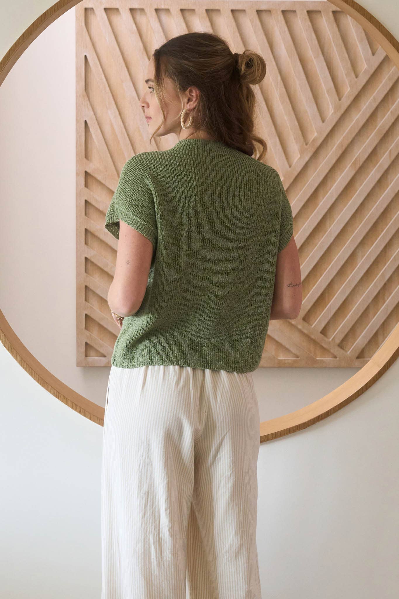 Mock Neck Short Sleeve Sweater