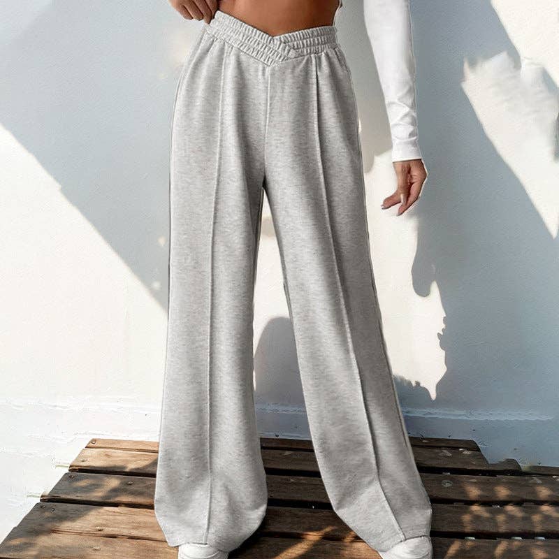 Casual Elastic V-shaped Wide Leg Pants