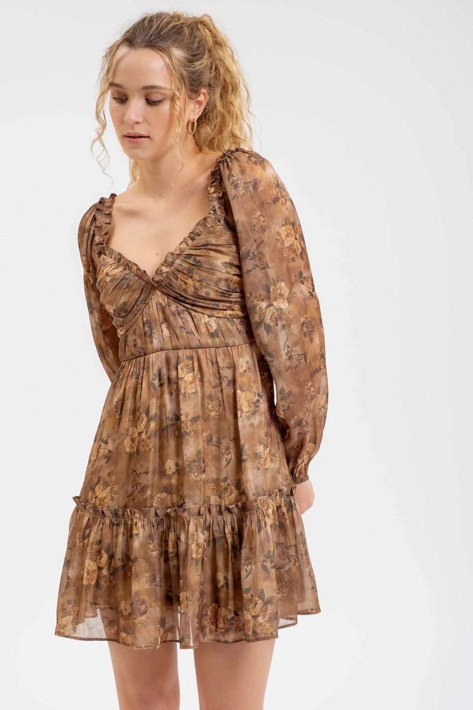Floral Sweetheart Ruffled Dress
