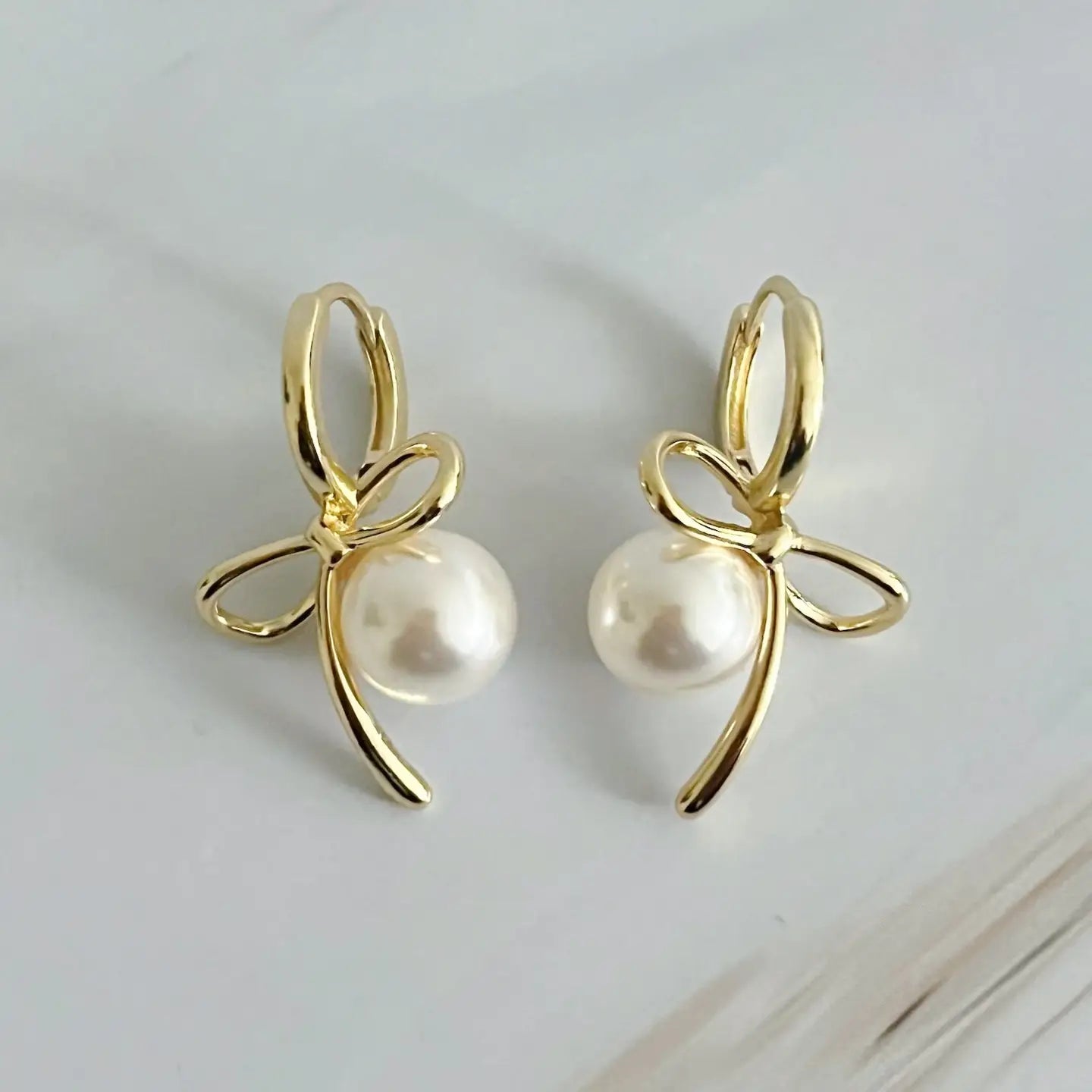 Bow Pearl Drop Earrings