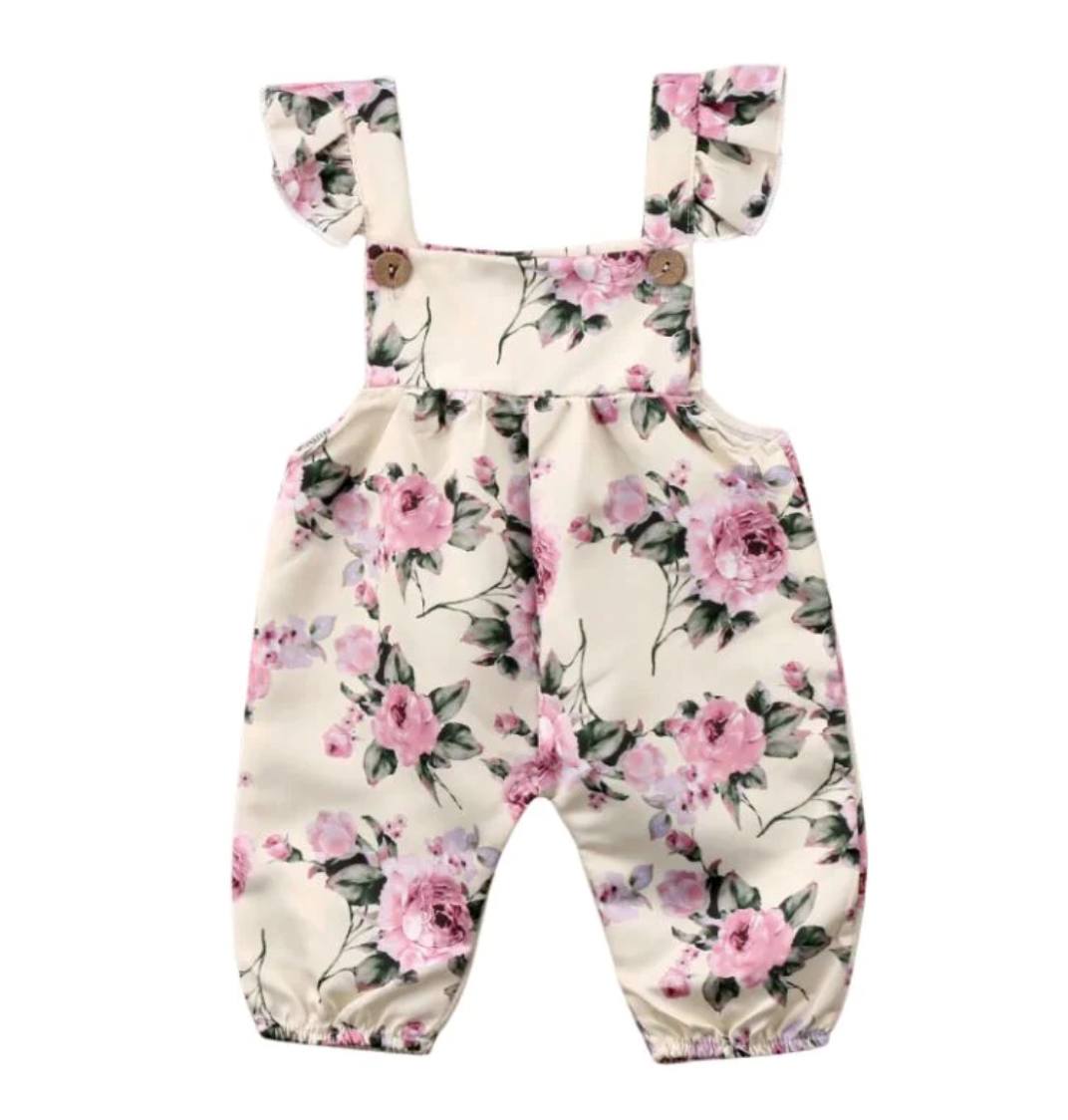 Floral Button Overalls