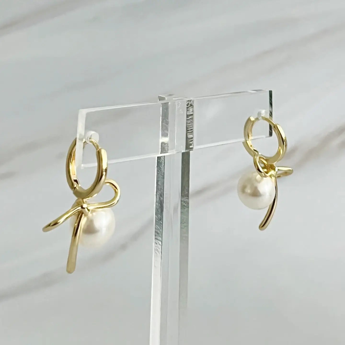 Bow Pearl Drop Earrings