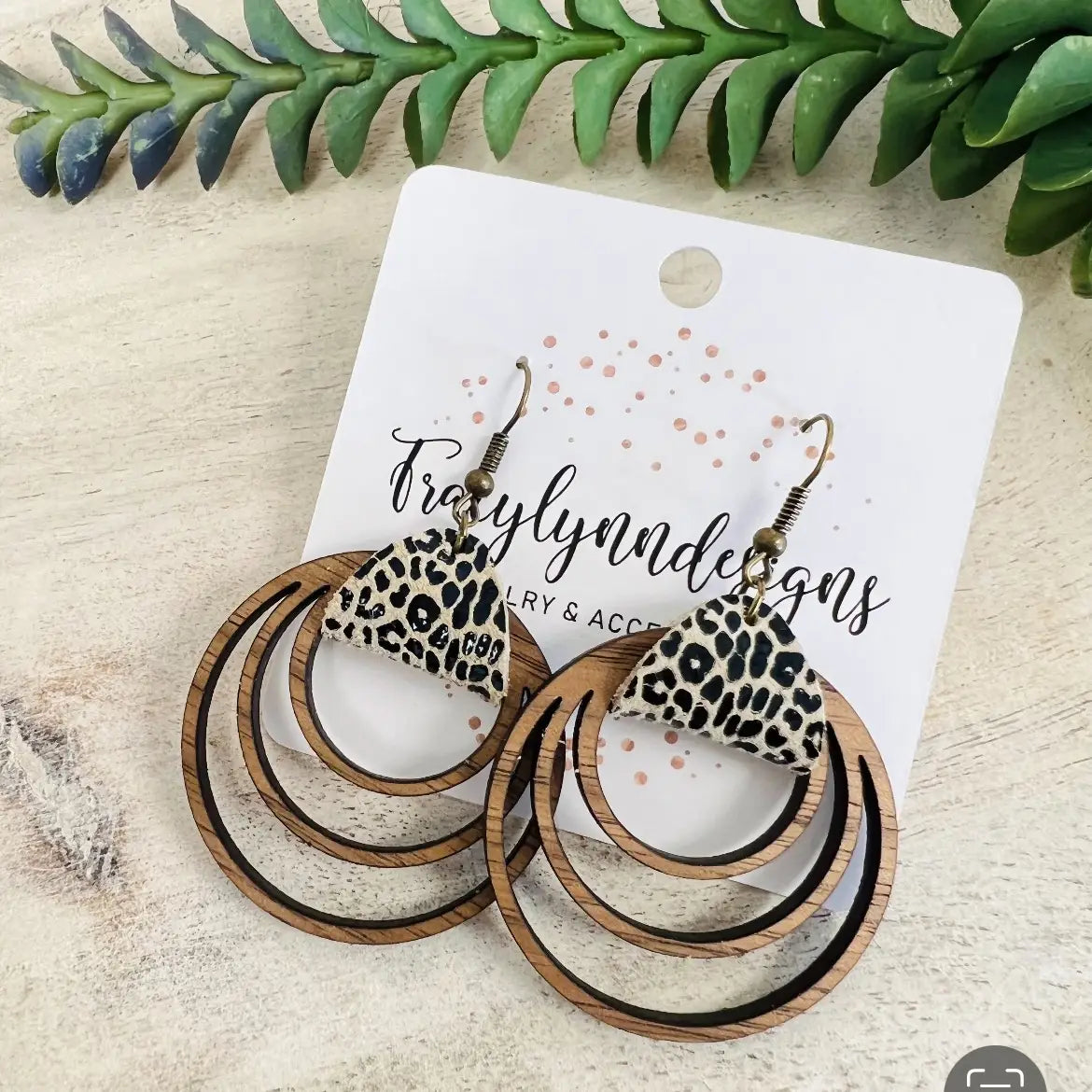 Wooden Triple Hoop Earrings
