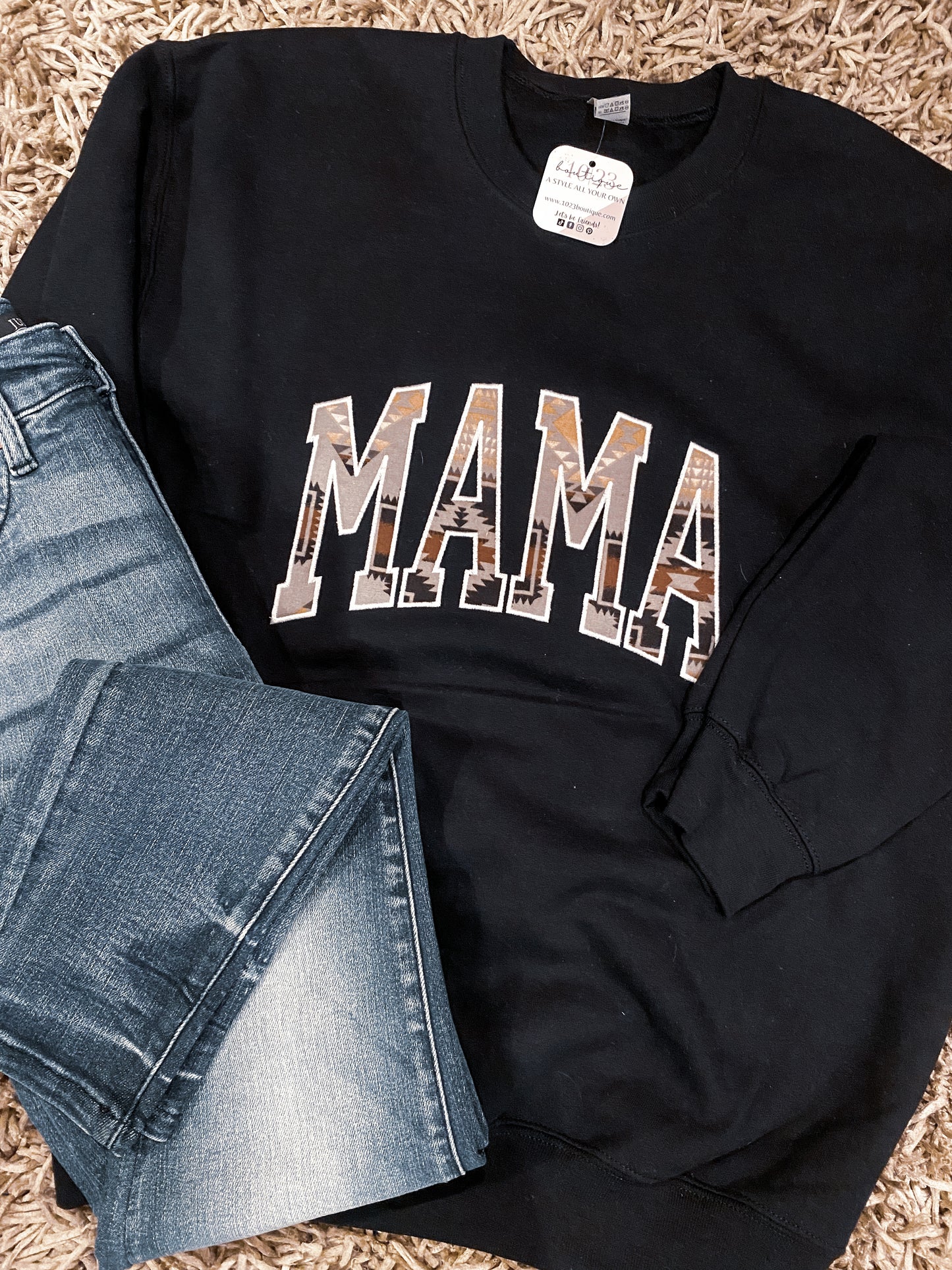 "MAMA" Pendelton Embroidered Sweatshirt