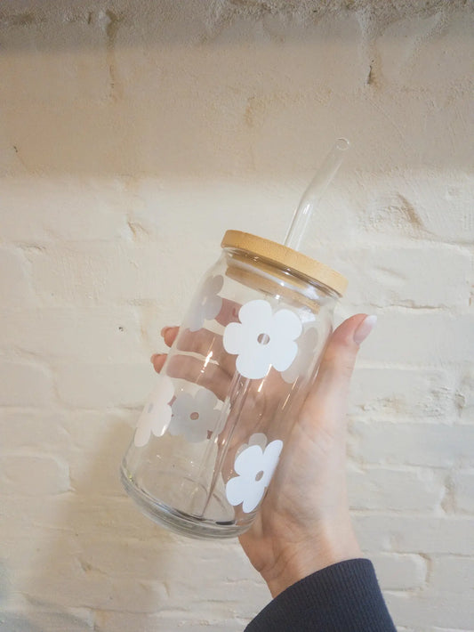 Flower Power Iced Coffee Glass Up