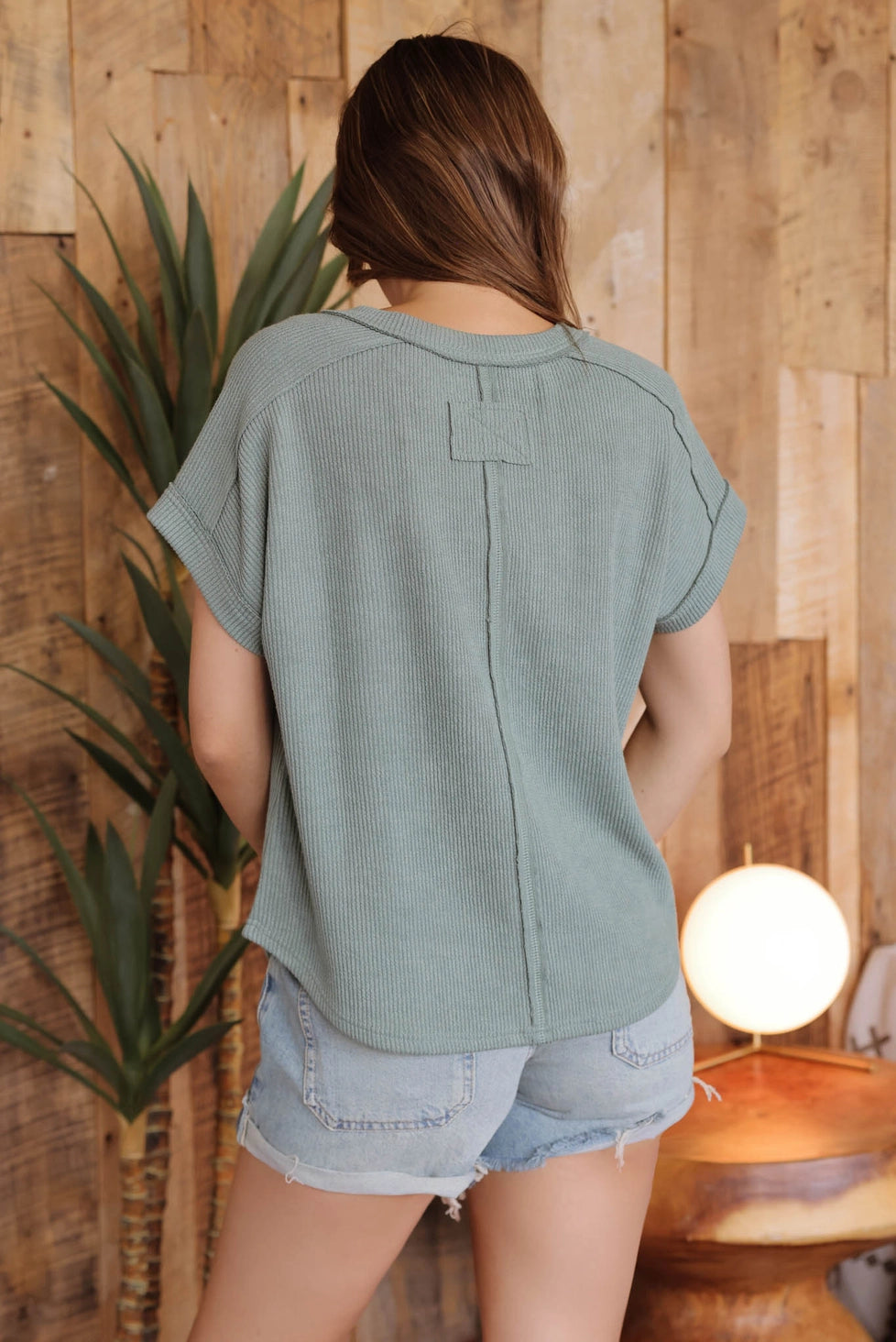 Raw Edge V-Neck Top