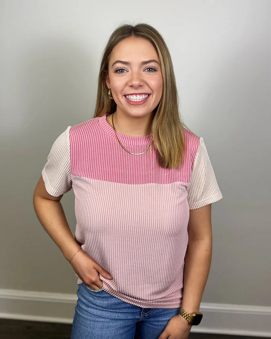 Pink Colorblock Top