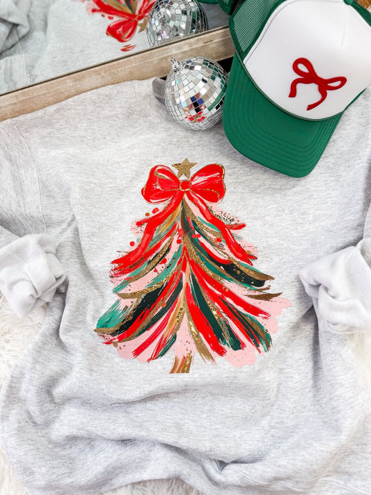 Brush Stroke Christmas Tree-SWEATSHIRT