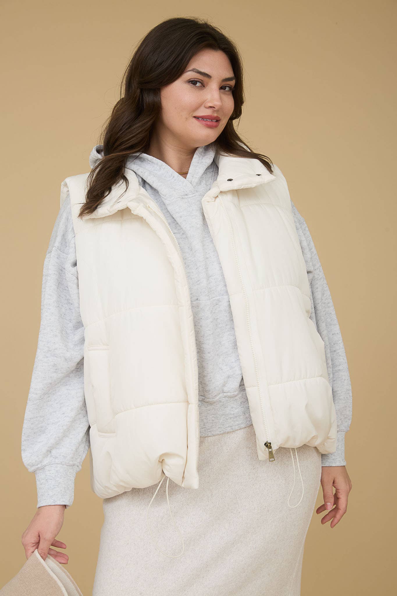 Plus Solid Zip Up Puffer Vest