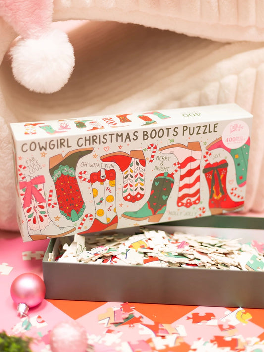 Christmas Western Cowgirl Boots - 400 Piece Jigsaw Puzzle