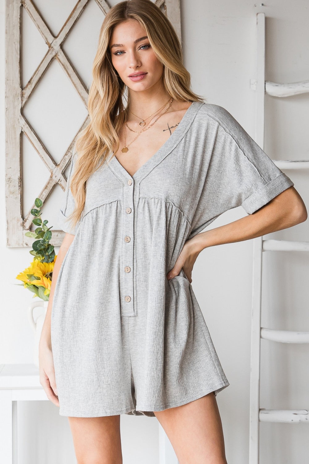 Knit Button Down Romper