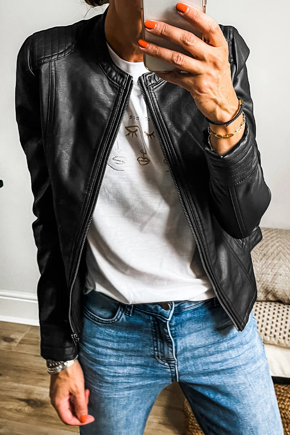 Faux Leather Fall Jacket