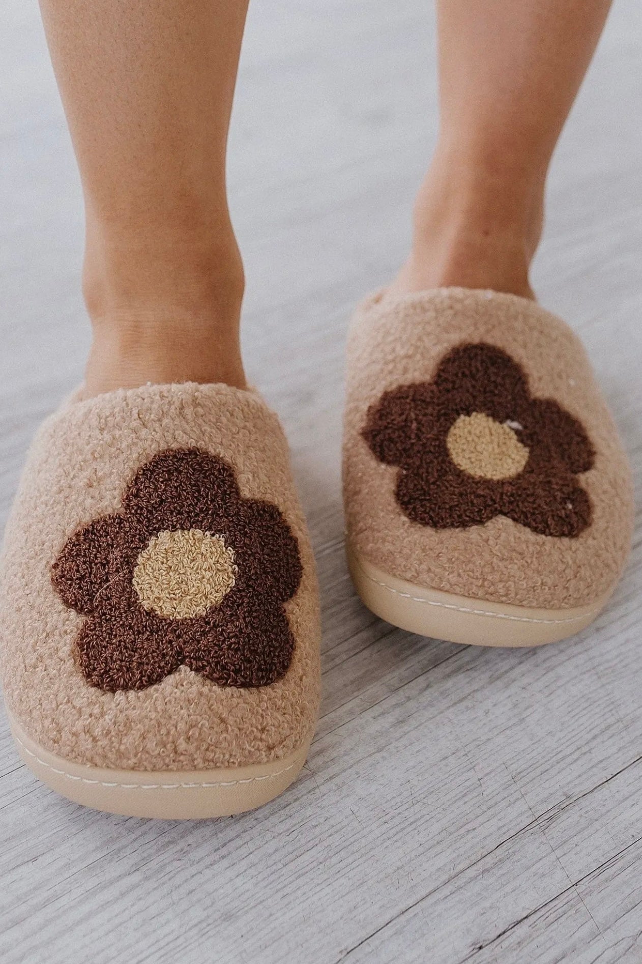 Fuzzy Flower Slippers