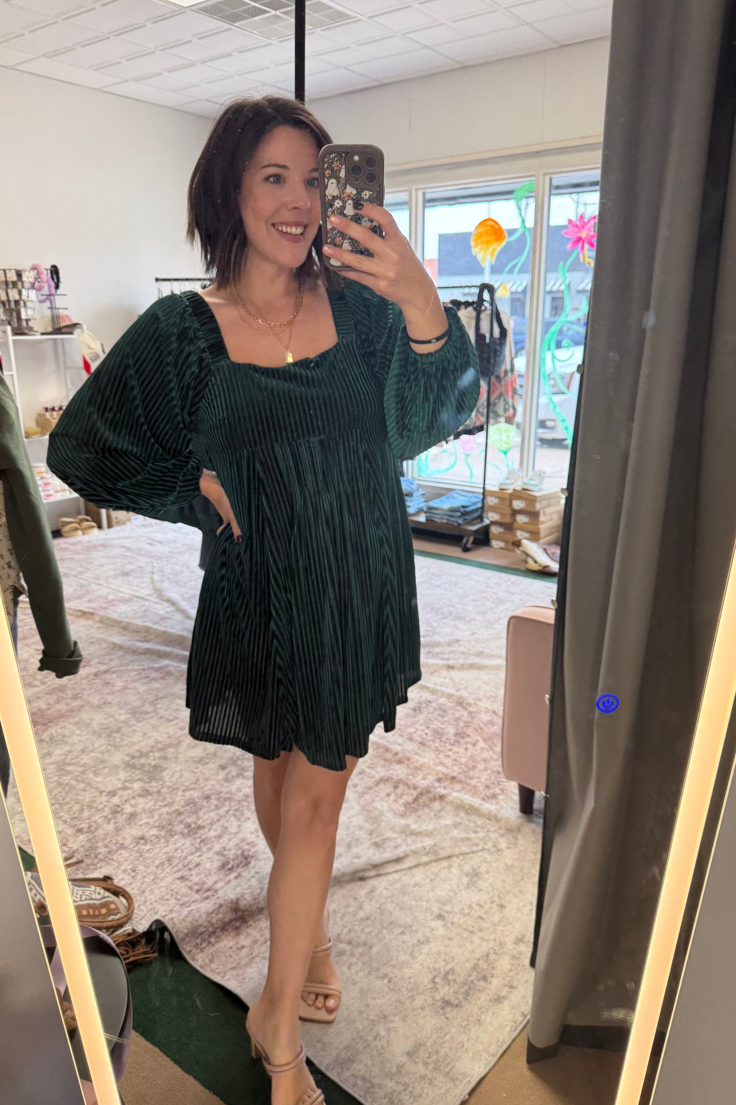 Square Neck Velvet Dress