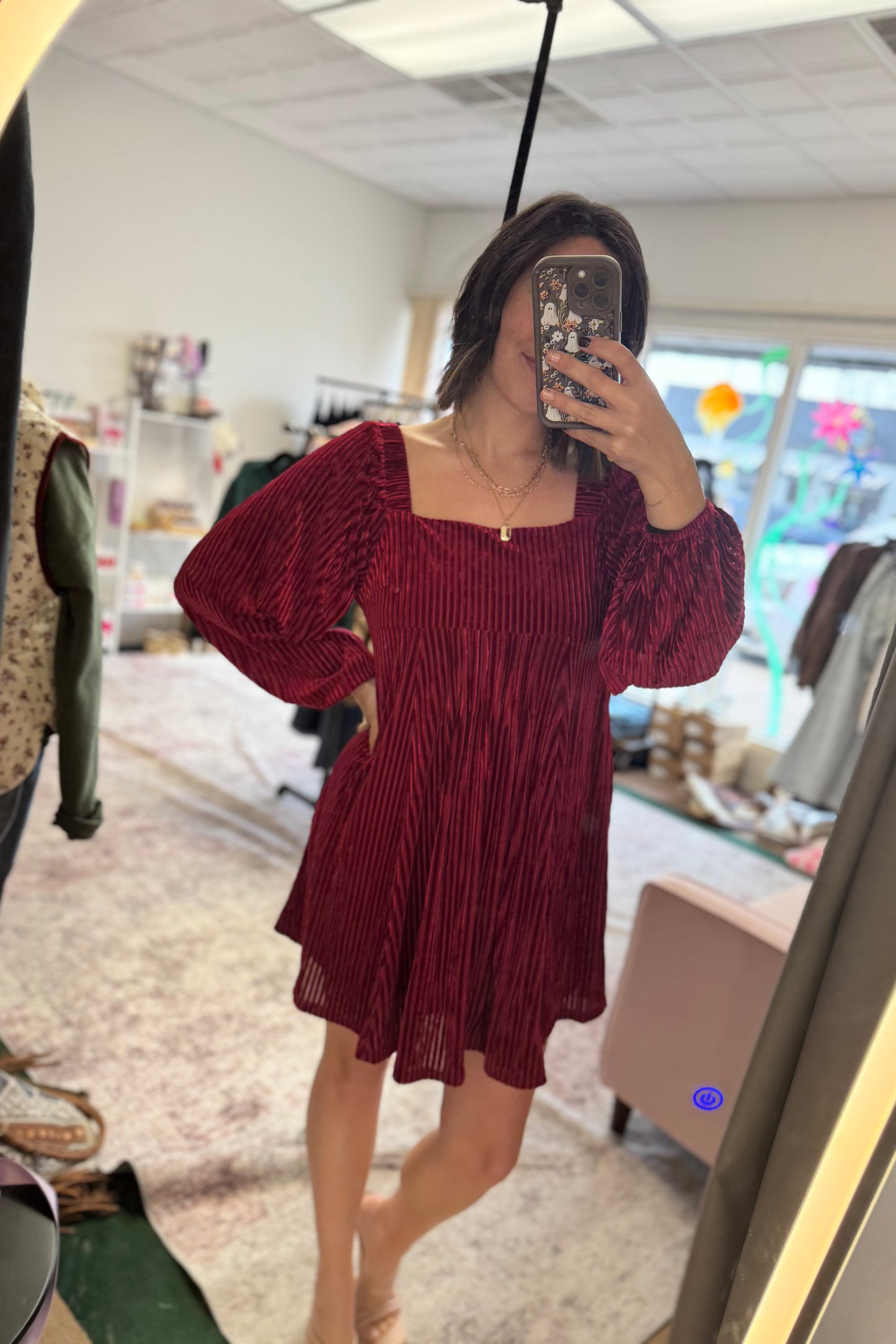 Square Neck Velvet Dress
