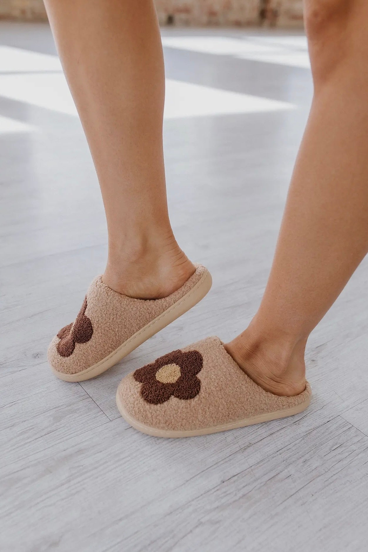 Fuzzy Flower Slippers