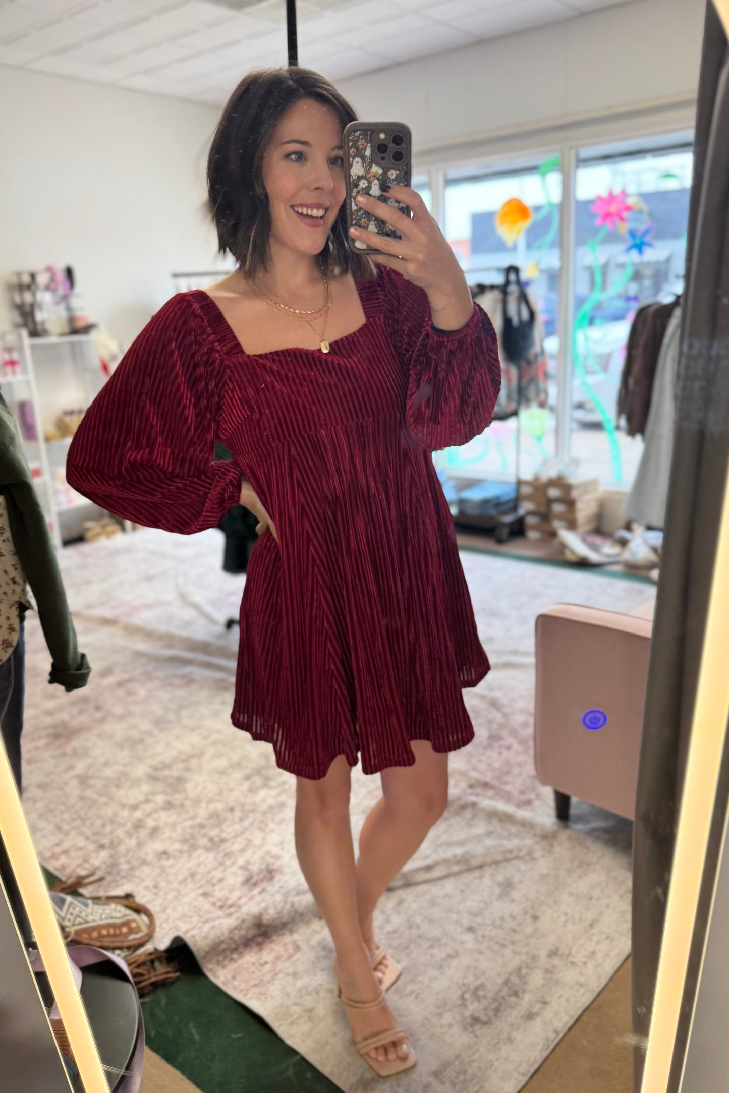 Square Neck Velvet Dress
