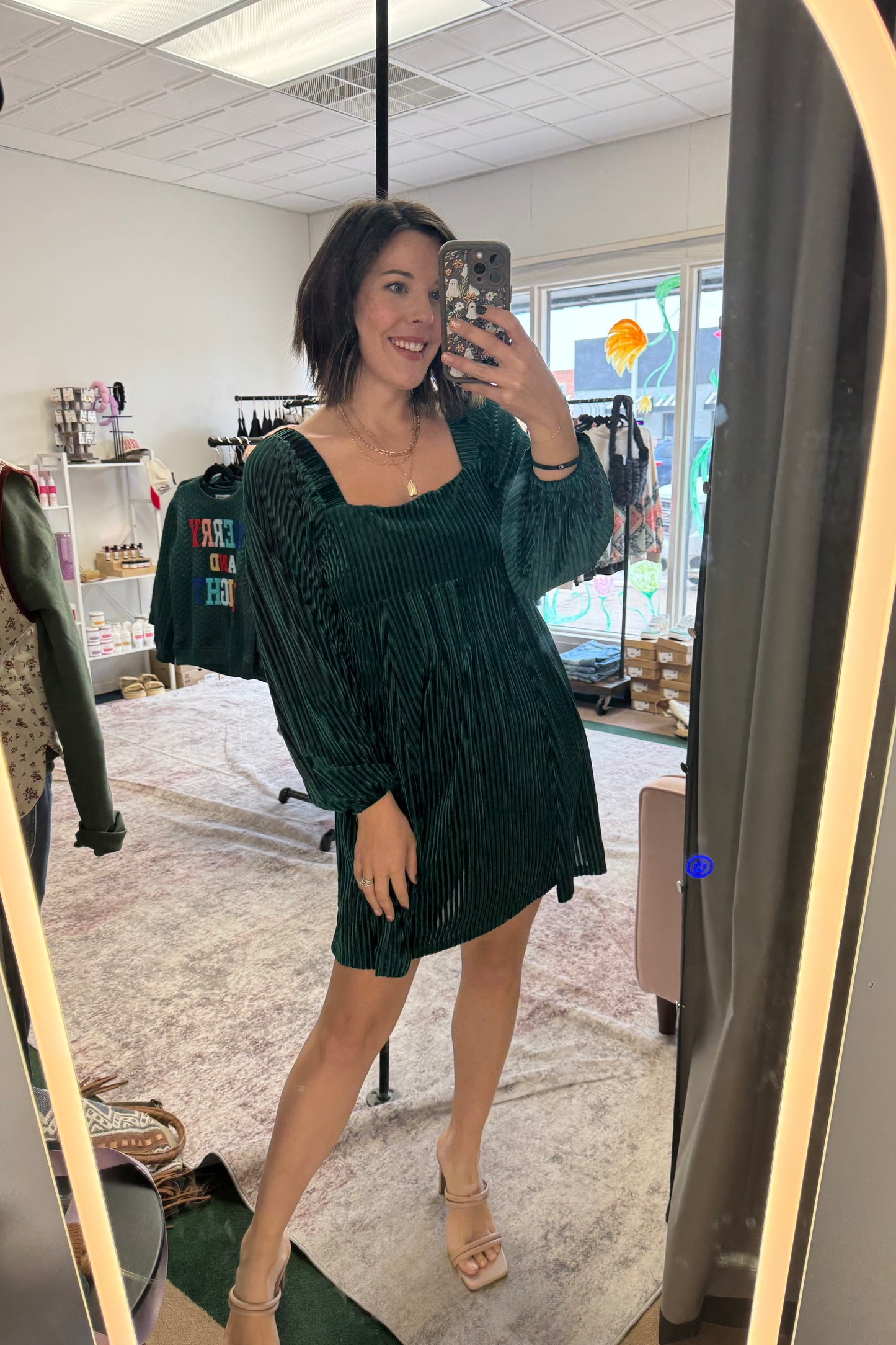 Square Neck Velvet Dress