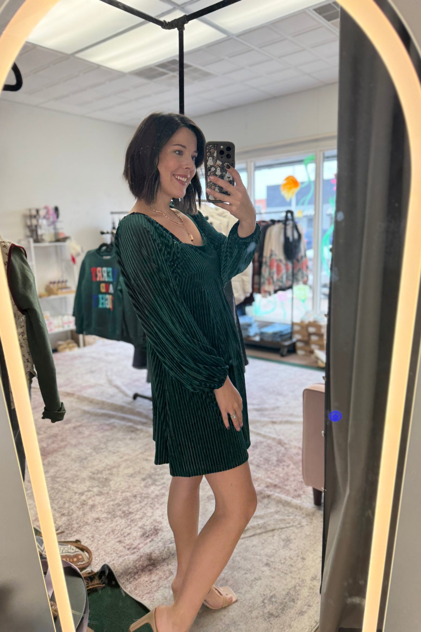 Square Neck Velvet Dress