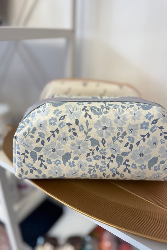 Blue Floral Cosmetic Bag