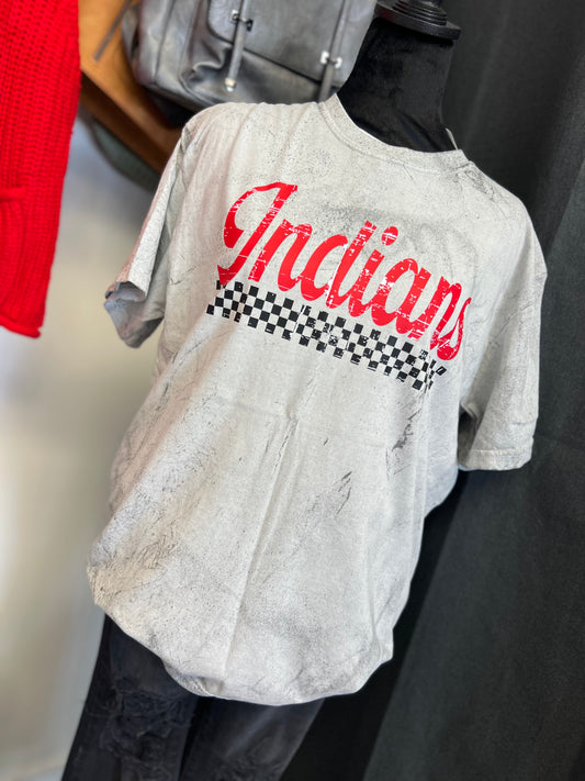Distressed Checkered Colorblast Tee