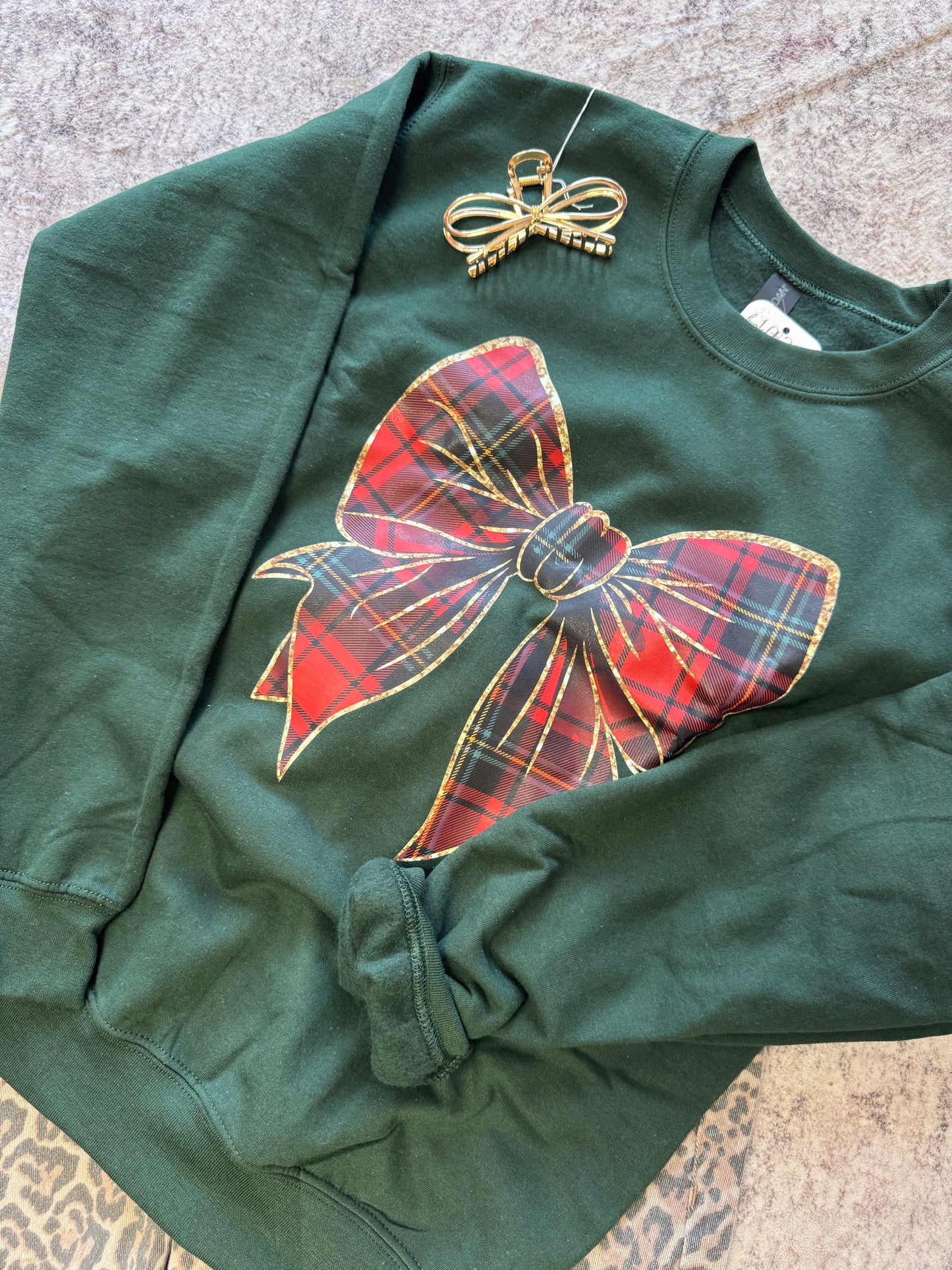 Plaid Christmas Bow Sweatshirt